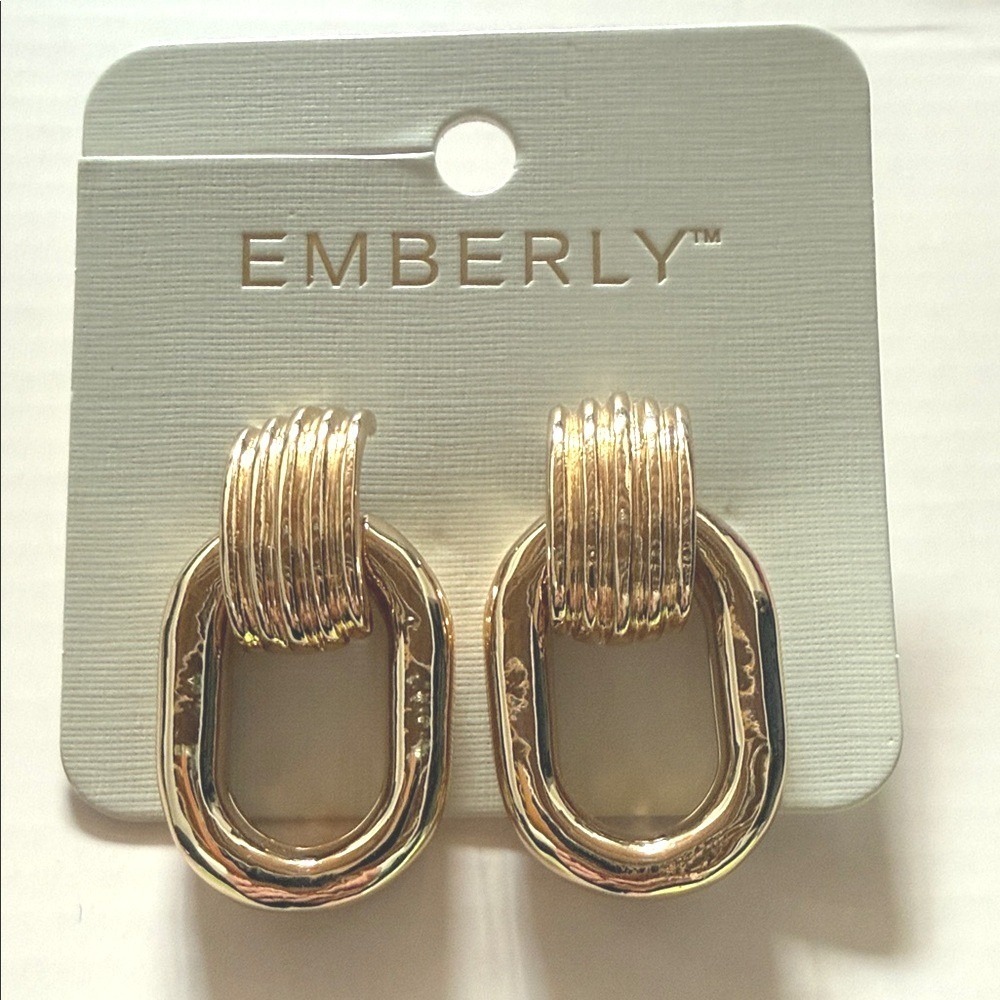 Emberly Gold-Tone Oval Drop Earrings - Emberly